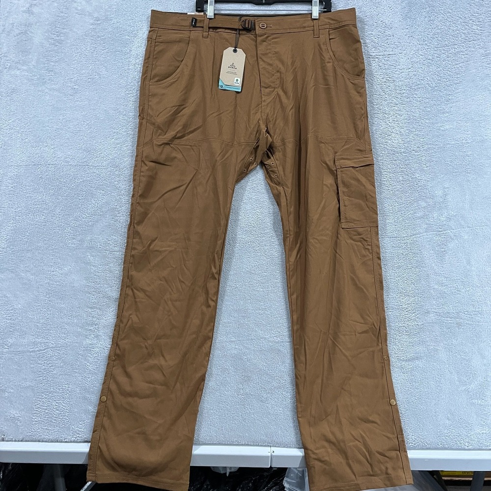 Prana Stretch Zion Slim II Tapered Leg Pants Mens 40x34 Brown Camping Hiking